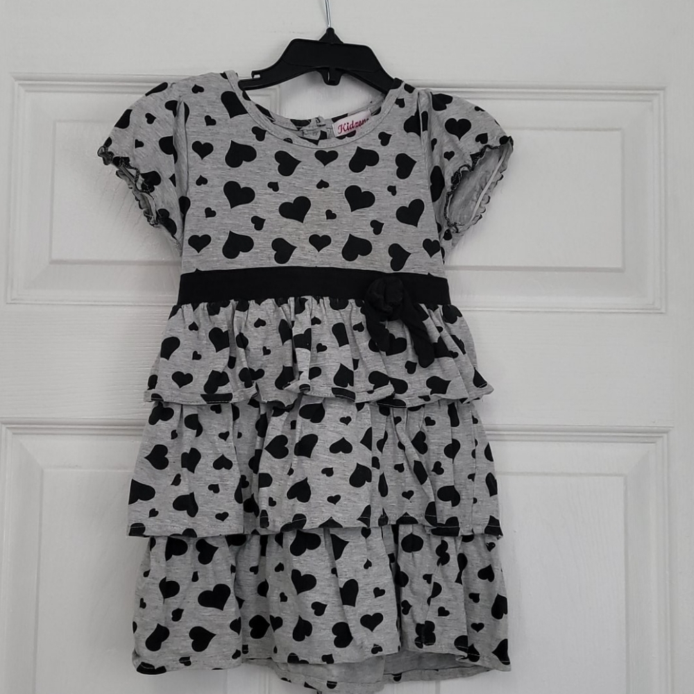 Girls tiered dress with hearts